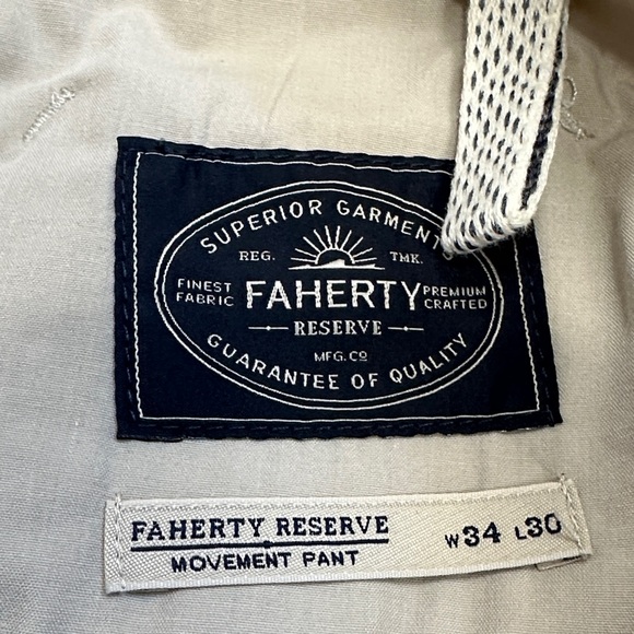 Faherty Reserve Light Sand Movement Pants 34x30 - Picture 2 of 14